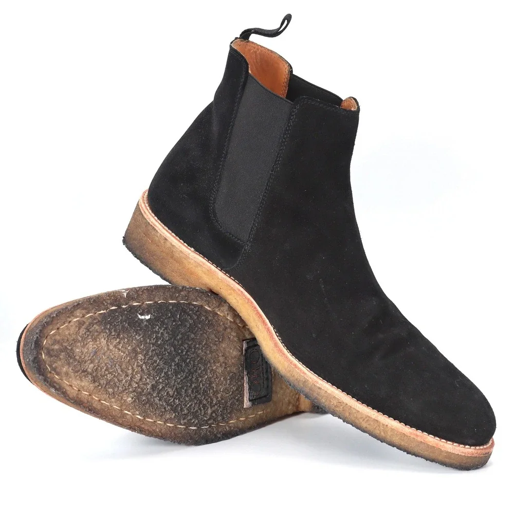 ORO Los Angeles Chelsea Boots Mens 10 Black Suede Crepe Sole Casual Dress Shoes